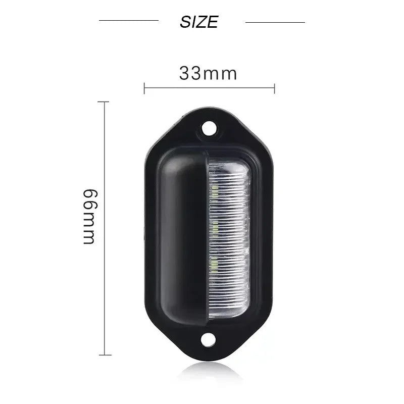 6 LED Car License Number Plate Lights Waterproof 12-24V Universal Truck RV Trailer Tail License Plate White Side Lamp Bulbs