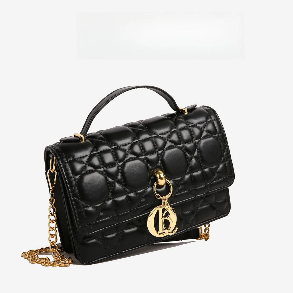 Luxury Black Quilted Handbag Women's Chain Shoulder Bag Designer Crossbody Bags for Women Ladies Elegant Sling Bag for Daily