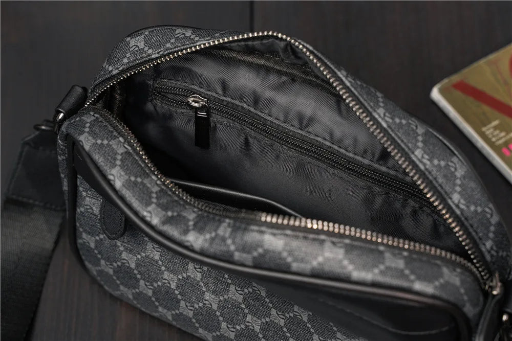 Luxury Leather Crossbody Bags Men Fashion Design Plaid Men Shoulder Bag Business Messenger Bag Mens Handbag Satchels Tote Purse