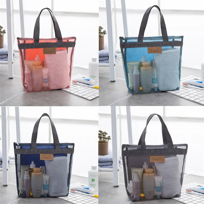Mesh Makeup Toiletry Storage Bags Handbags Portable Travel Washing Body Shower Tools Organizer Hanging Cosmetic Organizer Pouch