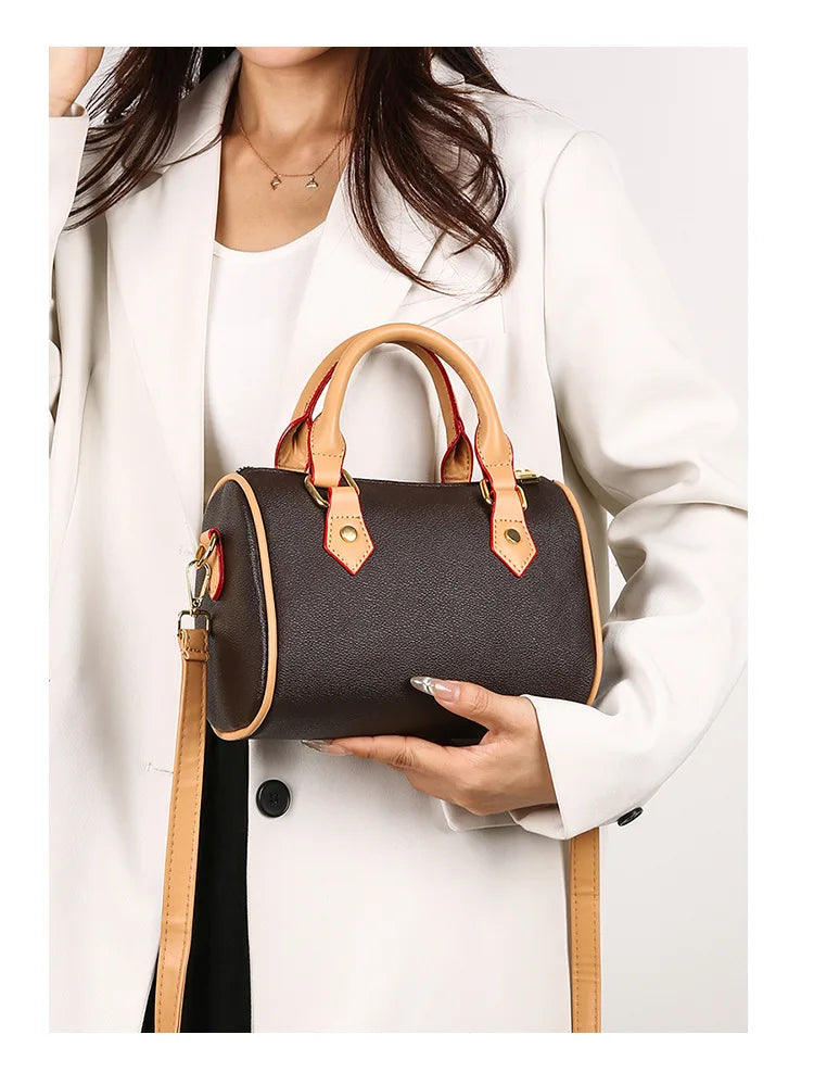 Luxury PU Women's Shoulder Bag - Pillow Boston Bag, Adjustable Crossbody/Handheld/Underarm, Spacious Multi-Way Purse