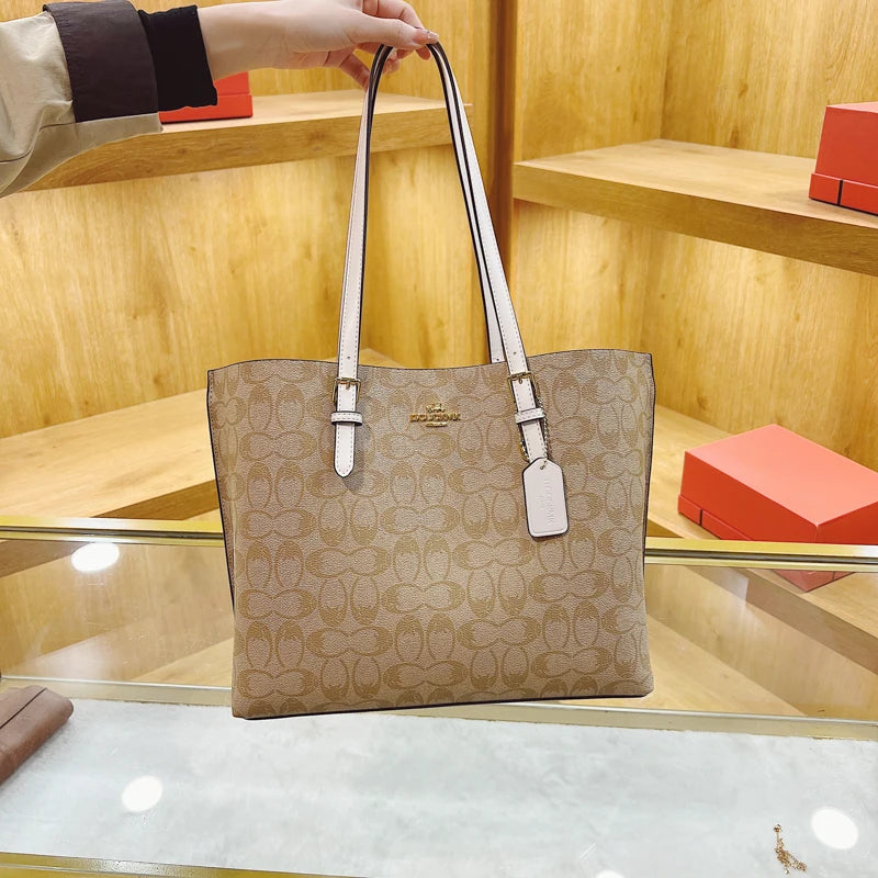 Fashionable Solid Color Shopper Bag - Large Capacity Commuter Tote With Elegant Minimalist Design And Premium Leather Trim