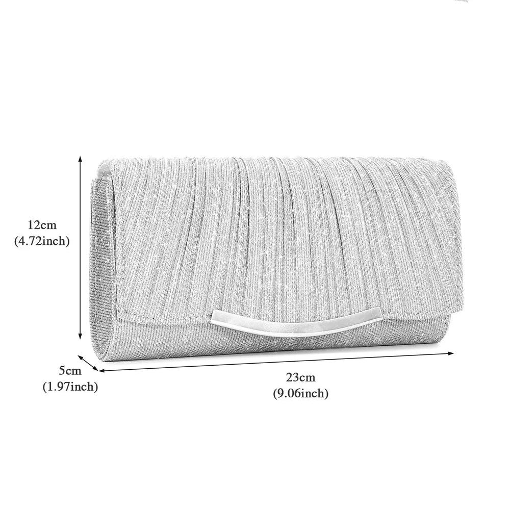 Evening Clutch Bags Fashion Women Elegant Silver Gold Shiny Handbag Wedding Party Long Purses Banquet Clutch Purses Shoulder Bag