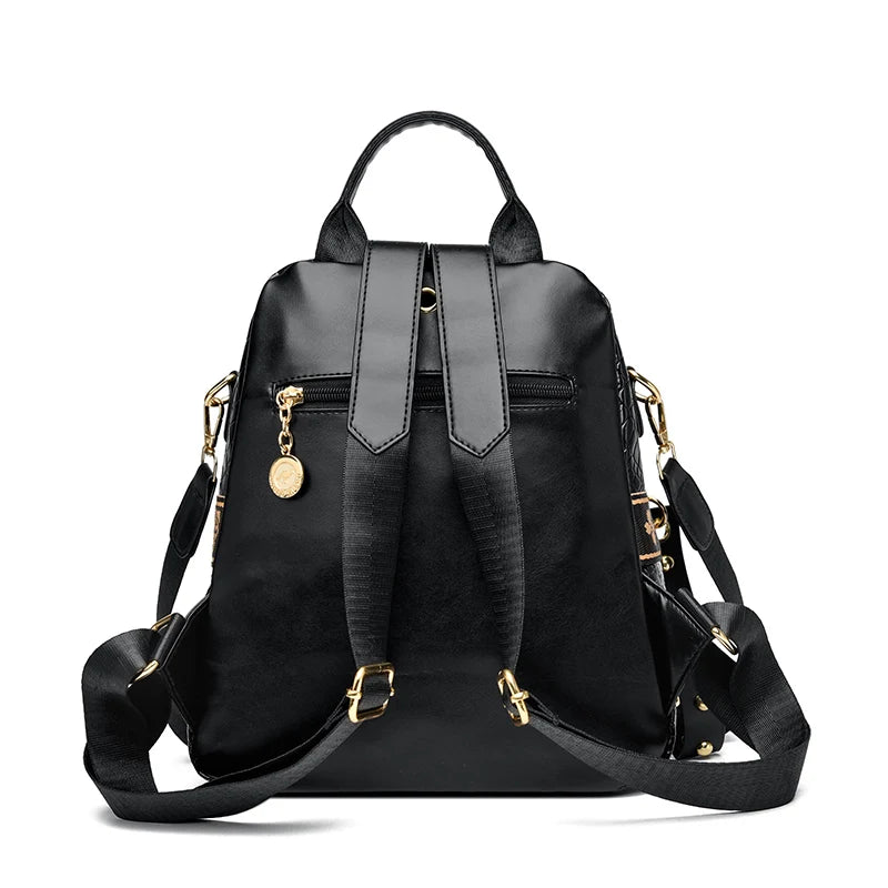 Luxury Oil Wax Leather Backpack for Women, Large Capacity Fashion Shoulder Bag, Stylish Casual Travel Daypack, Durable &Rucksack