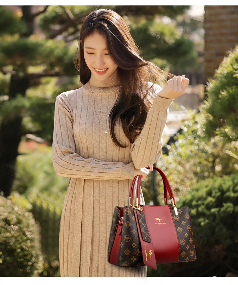 Luxury Handbag Fashion Print Large Capacity Soft Leather Women Shoulder Crossbody Bag Leisure Designer Ladies Purses and Handbag