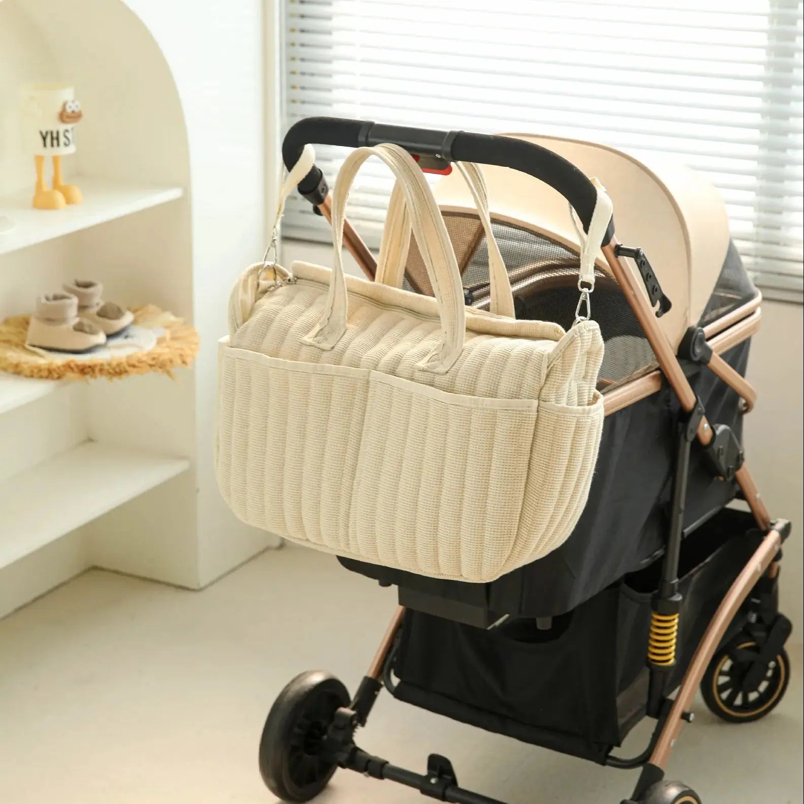 Solid Diaper Bag Fashion Waterproof Multi-functional Diaper Backpack Nursing Changing Bag for Baby Large Stylish Bag