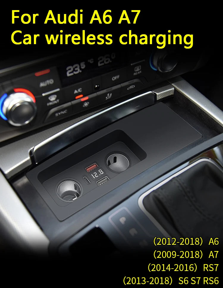 Car wireless charger for Audi A6 C7 A7 S6 RS6 S7 RS7 2011-2018 phone fast charging pad mobile holder charge accessories interior