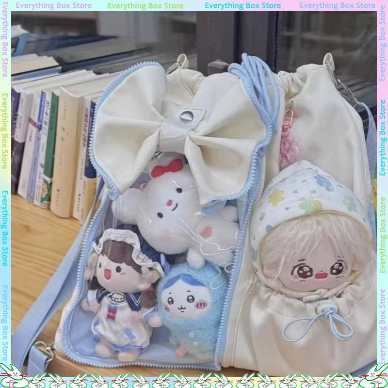 Drawstring Doll Bag Itabag 20cm Cotton Doll Wide Shoulder Strap Large Capacity Backpack Crossbody Bag Cute College Backpack