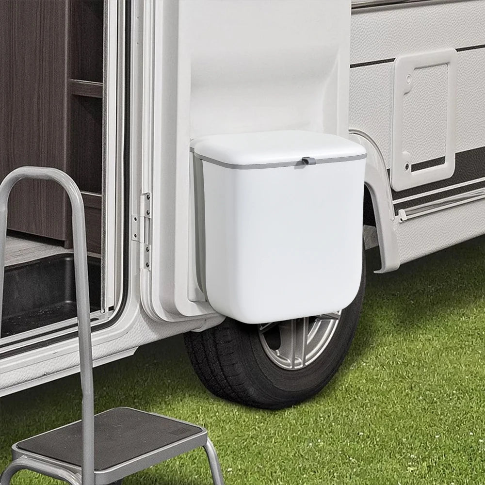 1PC 9L Collapsible Trash Can Trash Bin With Sliding Lid For RV Camping Boats Caravan Motorhome Car Trash Can RV Accessories