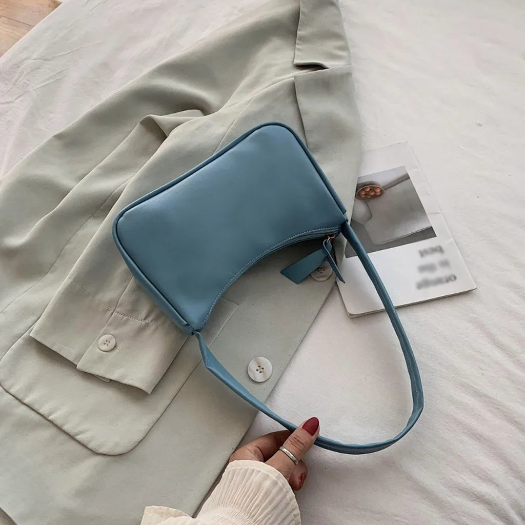 Retro Women Solid Color Zipper Phone Bag Hand Bag Shoulder Bag Armpit Bag Casual 2024 Bags For Women сумка женская