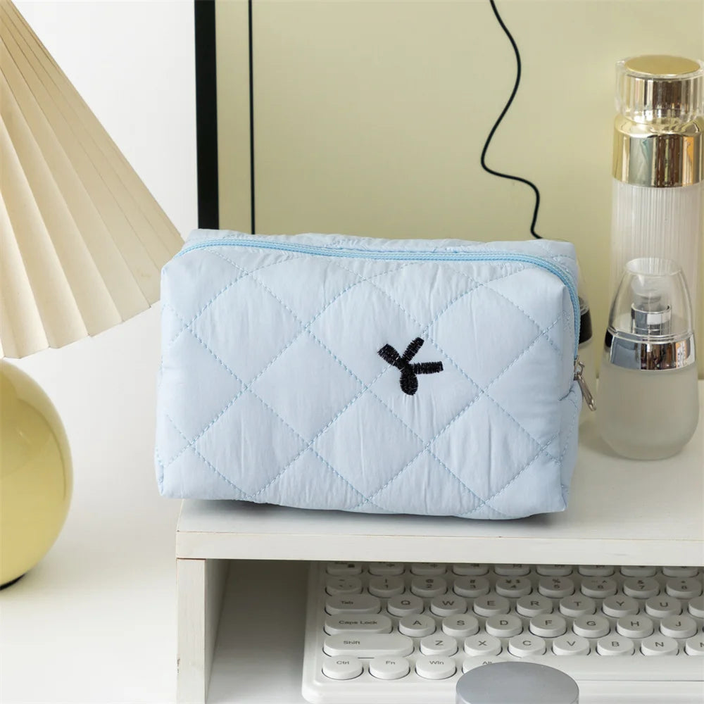 Makeup Bag for Women Embroidered Bowknot Travel Cosmetic Bags Large Capacity Toiletry Storage Bag Portable Makeup Pouch