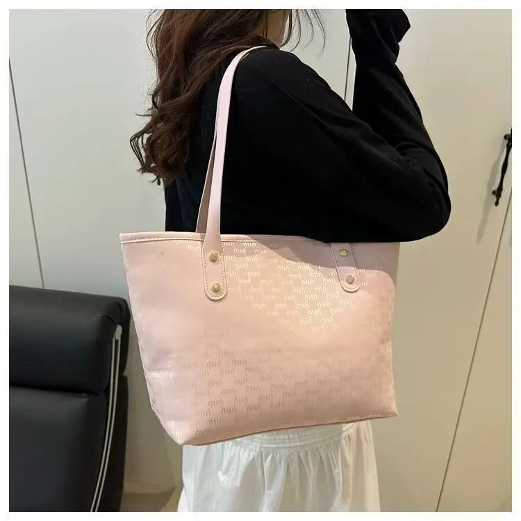 Luxury-textured Tote Handbag for Women, 2025 Summer New Design Large Capacity Checkered Shoulder Bag, Trendy Underarm Bag