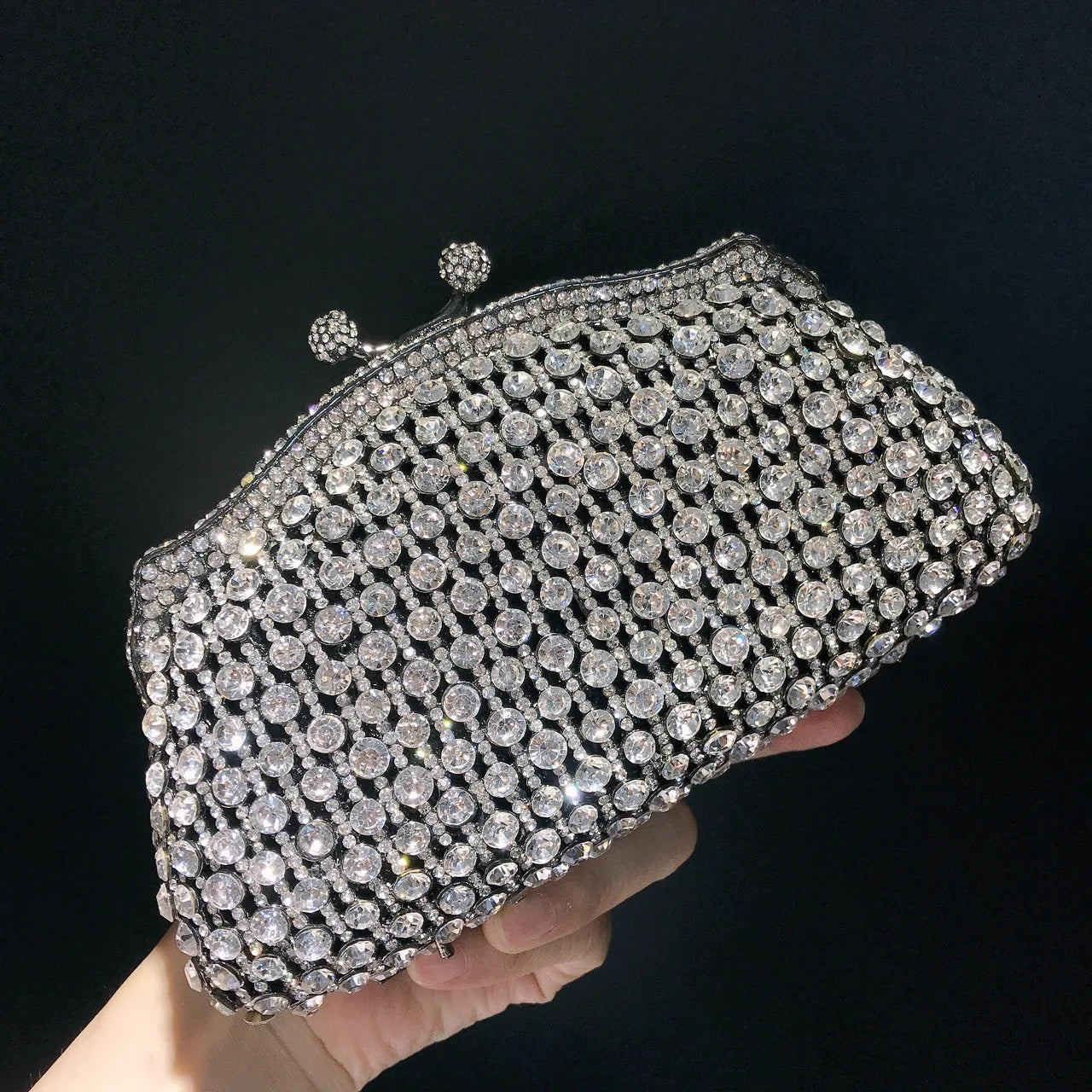 Women Pink Gold Silver Red Green Blue Purple Clutches Wedding Bridal Crystal Bag Banquet Hollow Purse Diamond Party Gala Handbag
