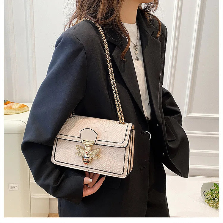 Luxury Handbags for Women Crossbody Bags Bee Lock Tote Casual Flap Purses Crocodile Print Leather Handbag Ladies Shoulder Bags