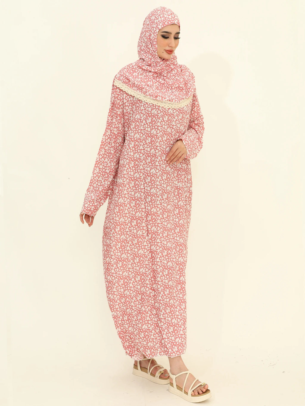 Muslim Fashion Abaya Women Floral Print Khimar Robe Abayas African Ladies Traditional Payer Dress