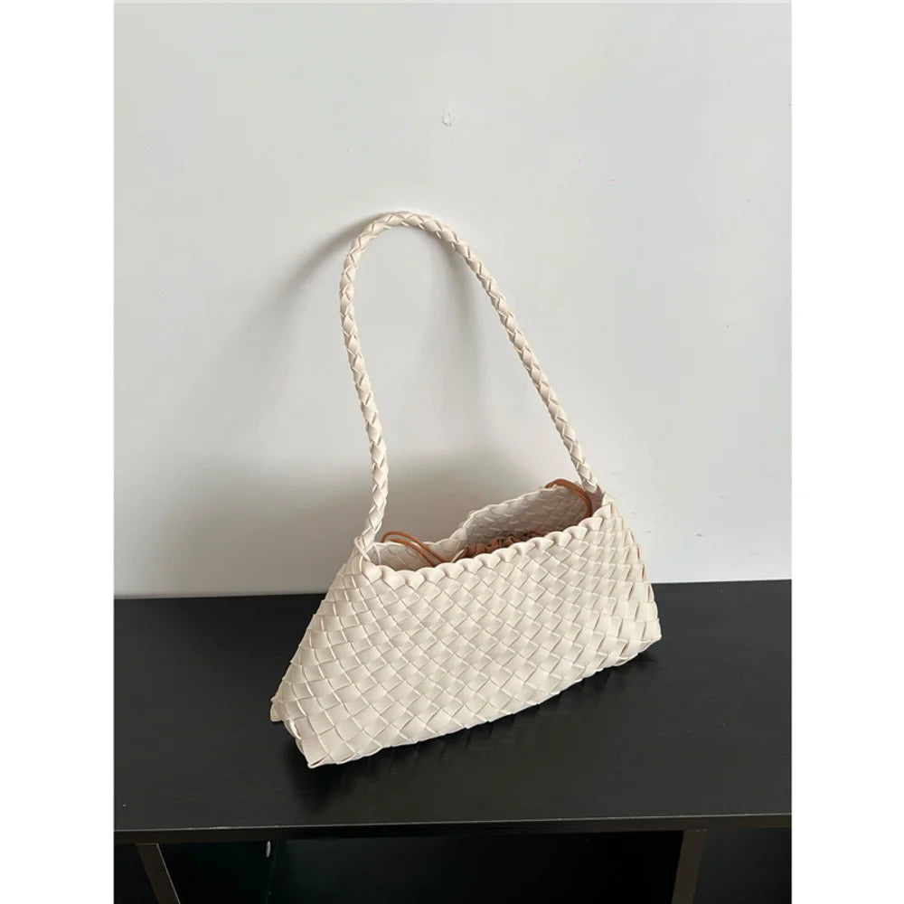 Hand woven armpit bag, women's new high-end and versatile retro handbag, single shoulder mother bag