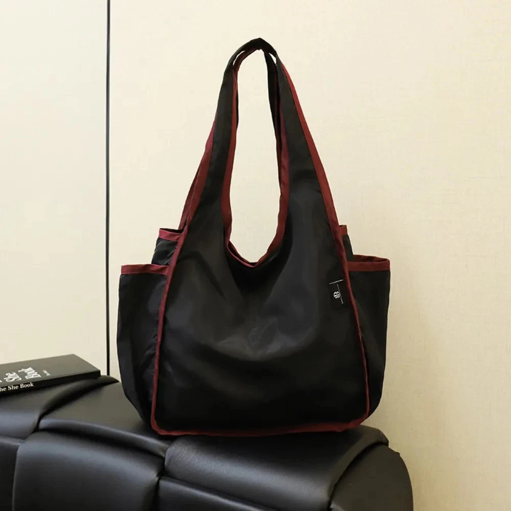 Large Capacity Lady Tote Bag Foldable Thickening Shopping Bag Lightweight Handbag Double-layer Shoulder Bag for Women