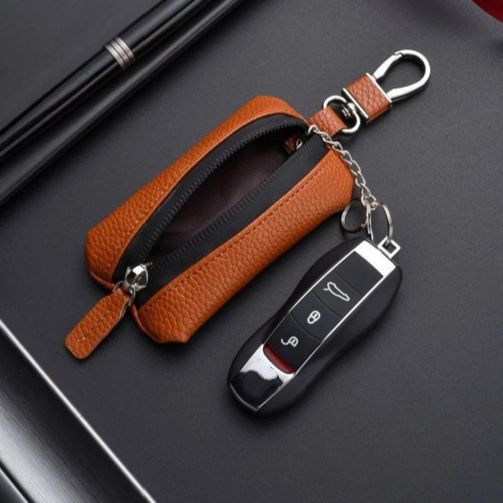 Luxury Car Key Bag Large Capacity Zipper Closure Mini Storage Bag Organizer Protection Cover Keychain Holder Travel Essential