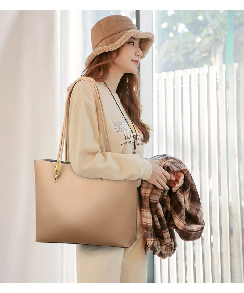 Women Hobo Bag Superior quality PU Leather Solid Shoulder Bag Bucket bag Fashion Large Capacity Handbag For School Work wallet