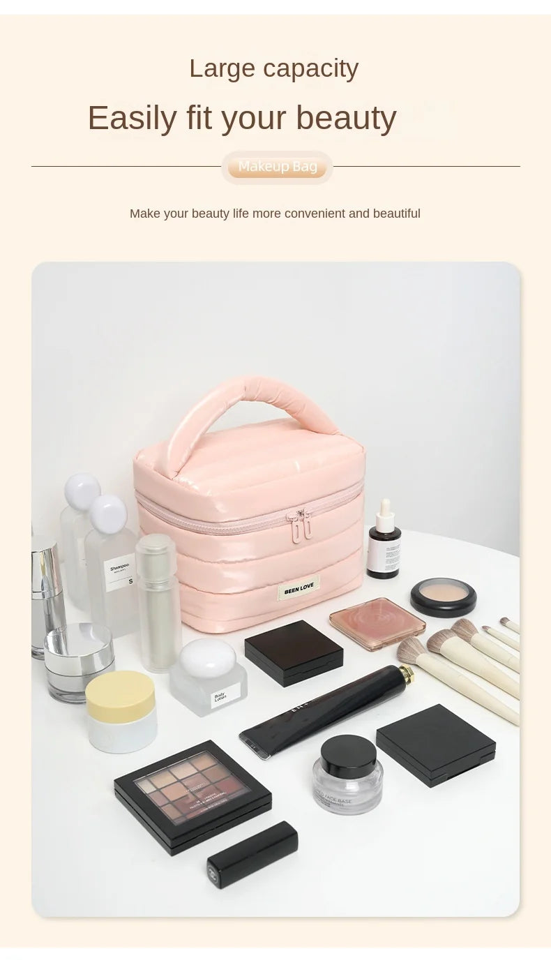 2025 New Design Cosmetic Bag Handheld Makeup Bags Large Capacity Lipstick Skincare Storage Bag Travel Portable Women Ideal Gift