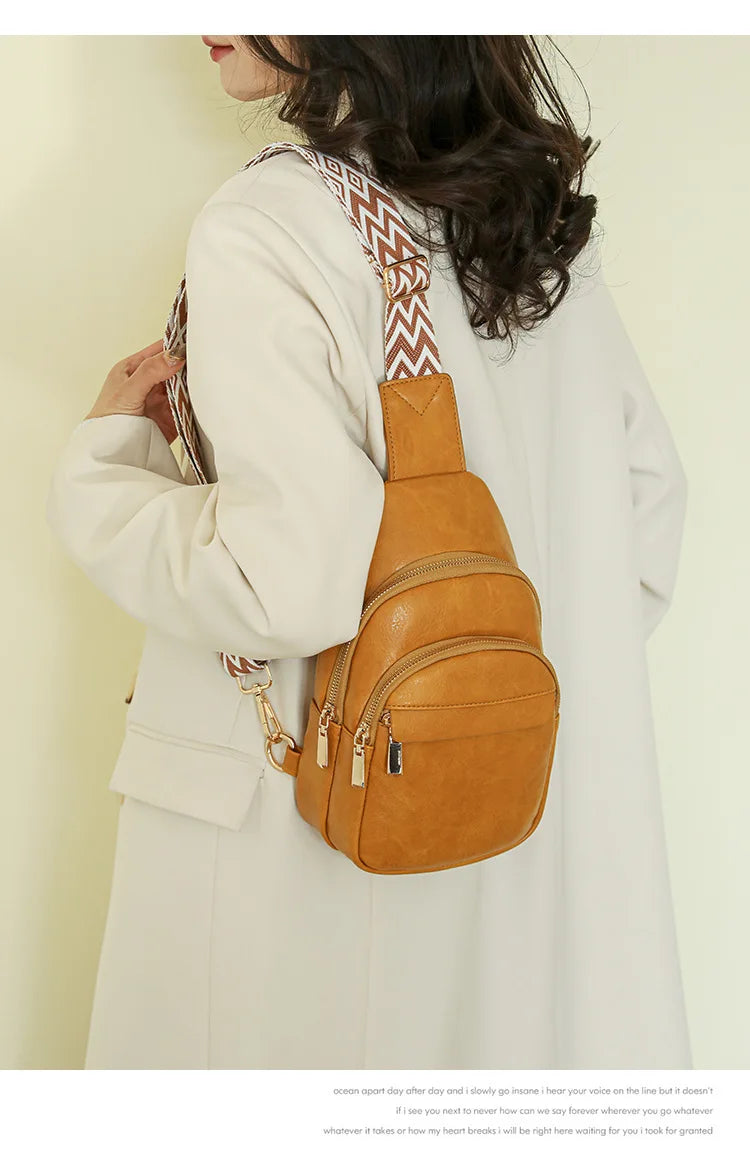 Sling Bag For Women Men Backpack Fanny Pack Crossbody Purse Chest Travel Shoulder Belt Bags Purse Handbag PU Leather Anti Theft