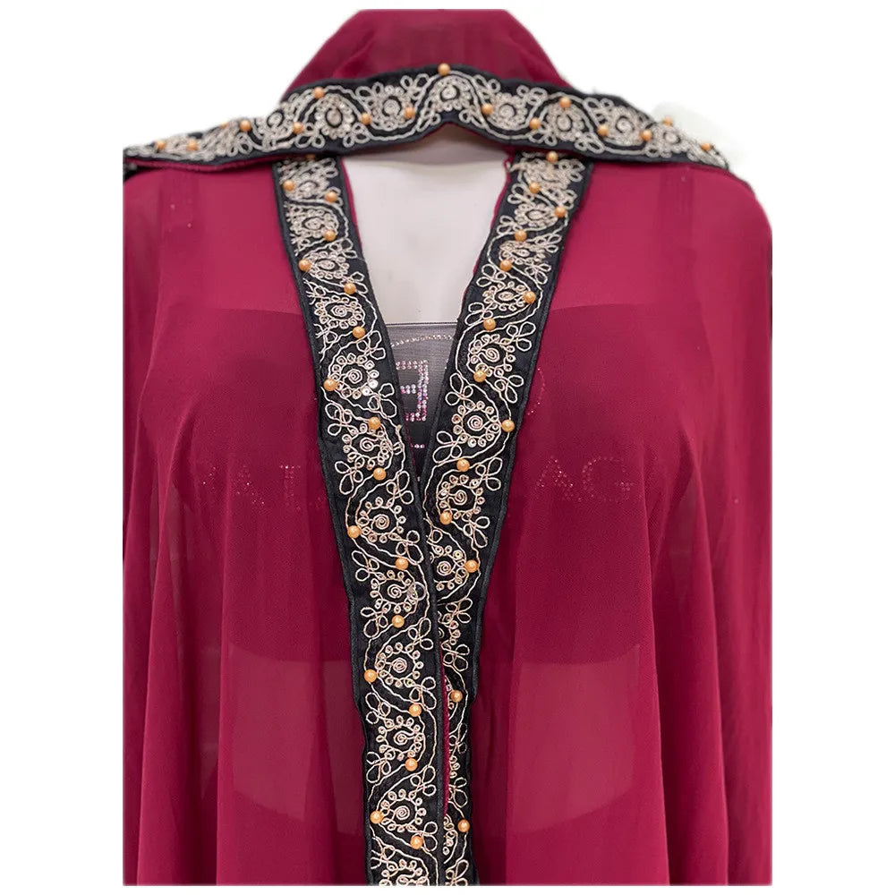 Abaya Morocco Kaftan Dubai Hooded Maxi Dress Bat Sleeve Farasha Kaftan Muslim Women African Open Kimono Boubou Evening Long Gown