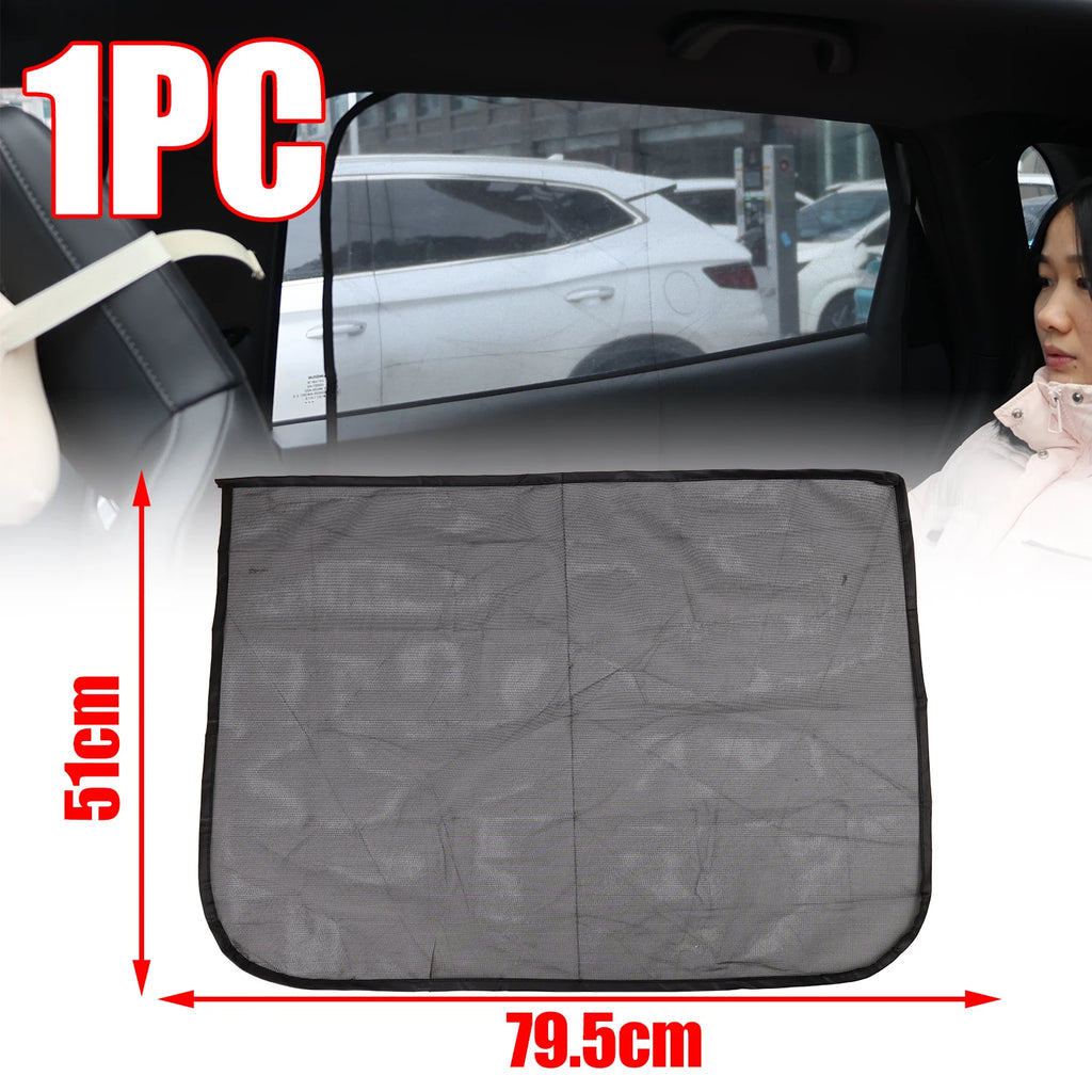 Magnetic Car Sunshade Universal Foldable Unobstructed View Nylon Mesh Curtain with Strong Magnets UV Protection Window Sunshades