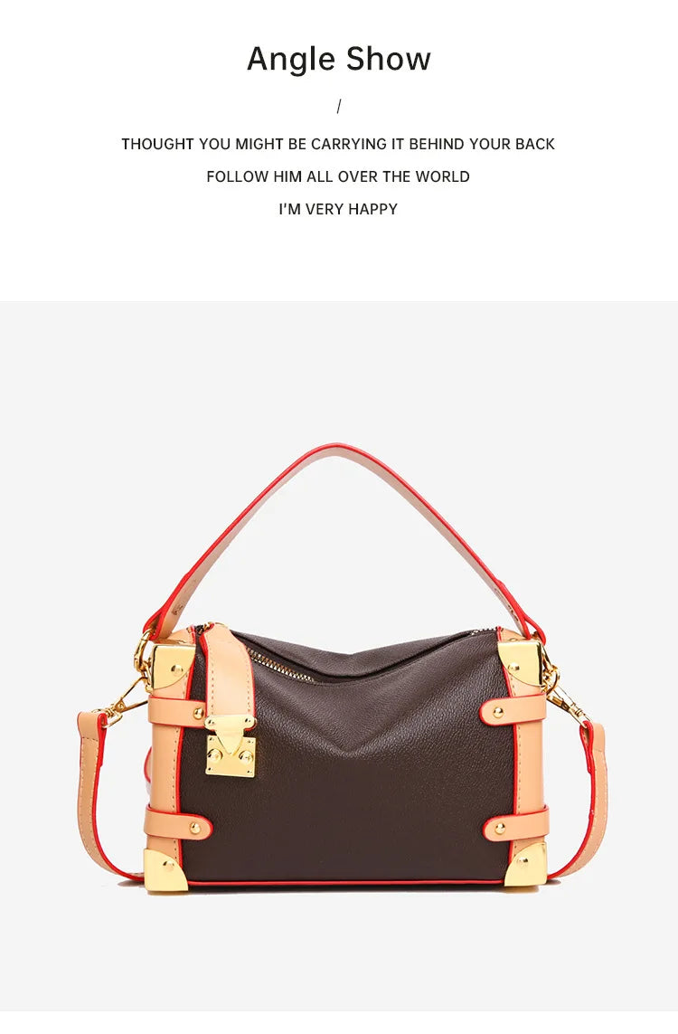 French Luxury Box Bag Mini Square Purse, Multi-Way Shoulder/Crossbody, High-End PU Leather, Compact & Stylish, Elegant Work Bag