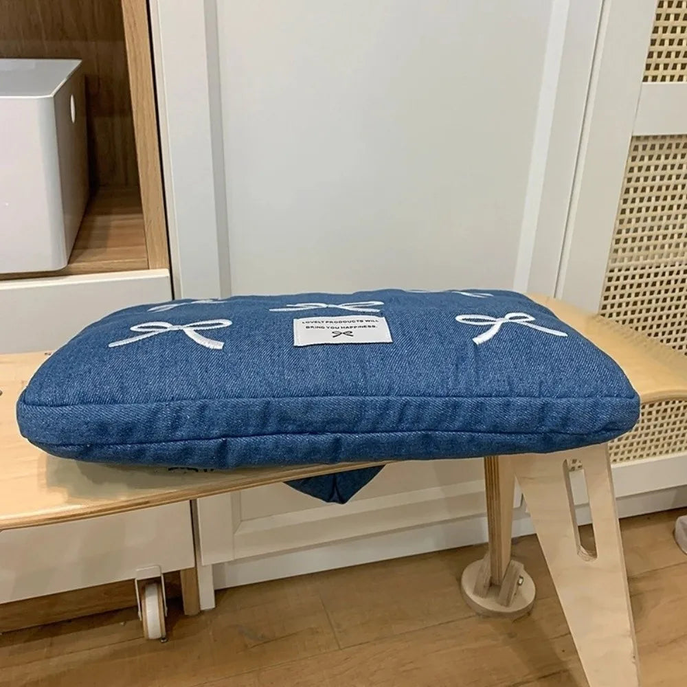 Modern Fashion Computer Bag Bowknot Embroidered Shockproof Laptop Sleeve 14 Inches Soft Tablet Carring Case Business