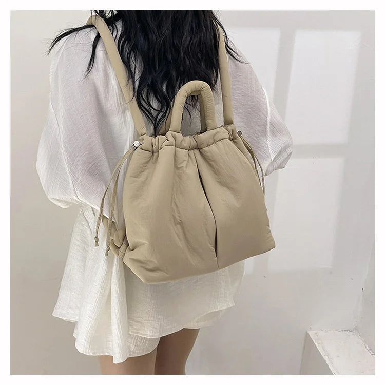 Women Shoulder Crossbody Bags Casual Nylon Padded Tote Bag Designer Soft Puffer Simple Vintage Large Capacity Handbags