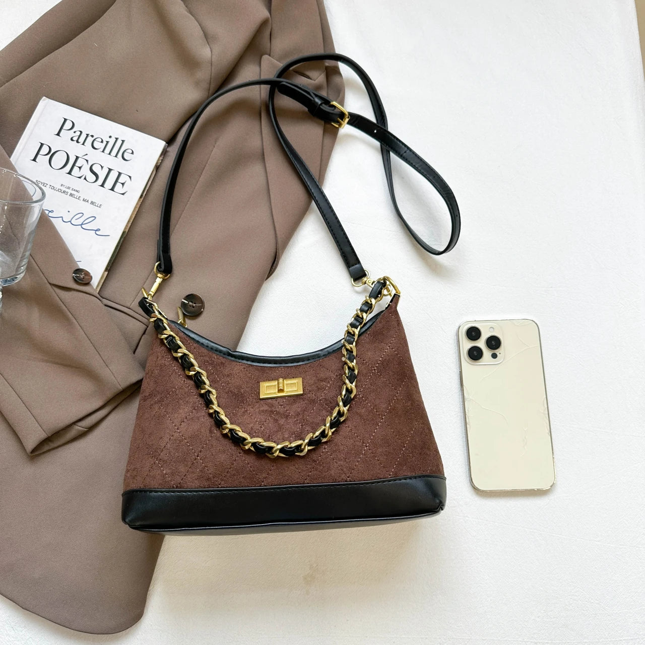 Luxury Brand Fashionable Leather Women's Handbag Elegant Classic Paris Minimalist Designer Commuter Vintage Daily Bag.Handbags.