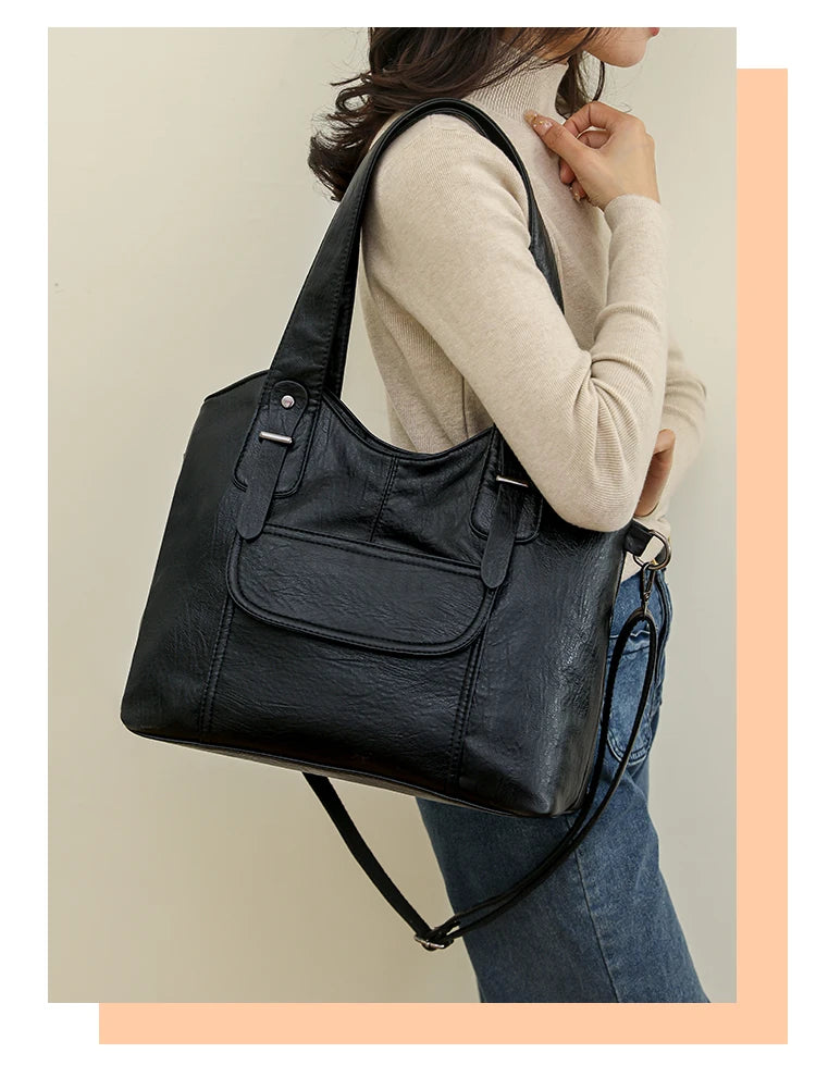 Luxury Soft Leather Handbags Designer Retro Crossbody Bags for Women 2023 New Large Capacity Ladies Shoulder Messenger Bag