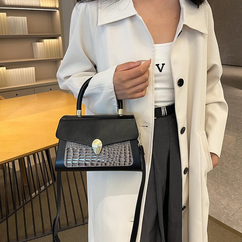 Luxury Black Handbag Classic Women Bag 2024 New Designer Shoulder Bag High Quality Solid Pu Leather Crossbody Small Square Bag