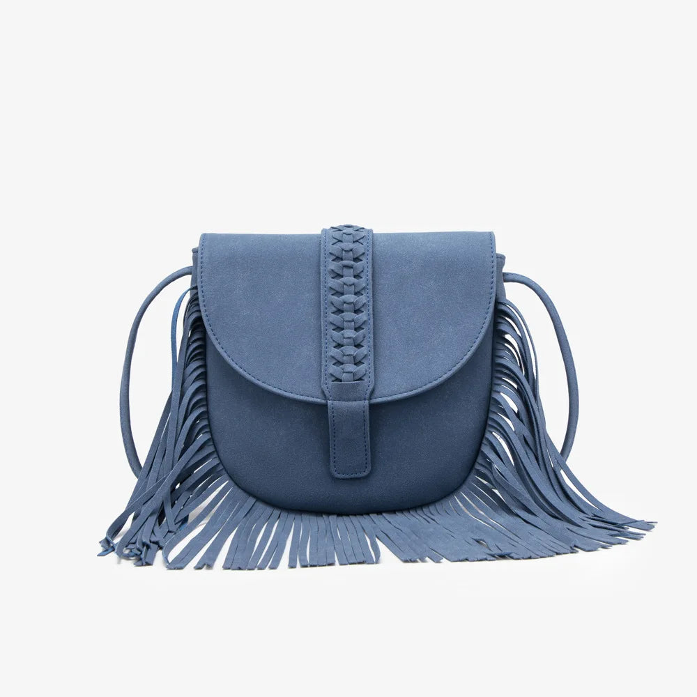 Boho Style Bohemian Fringed Crossbody Bag Versatile Faux Suede Design Shoulder Bag Flip Small Square Bags For Women Daily Travel
