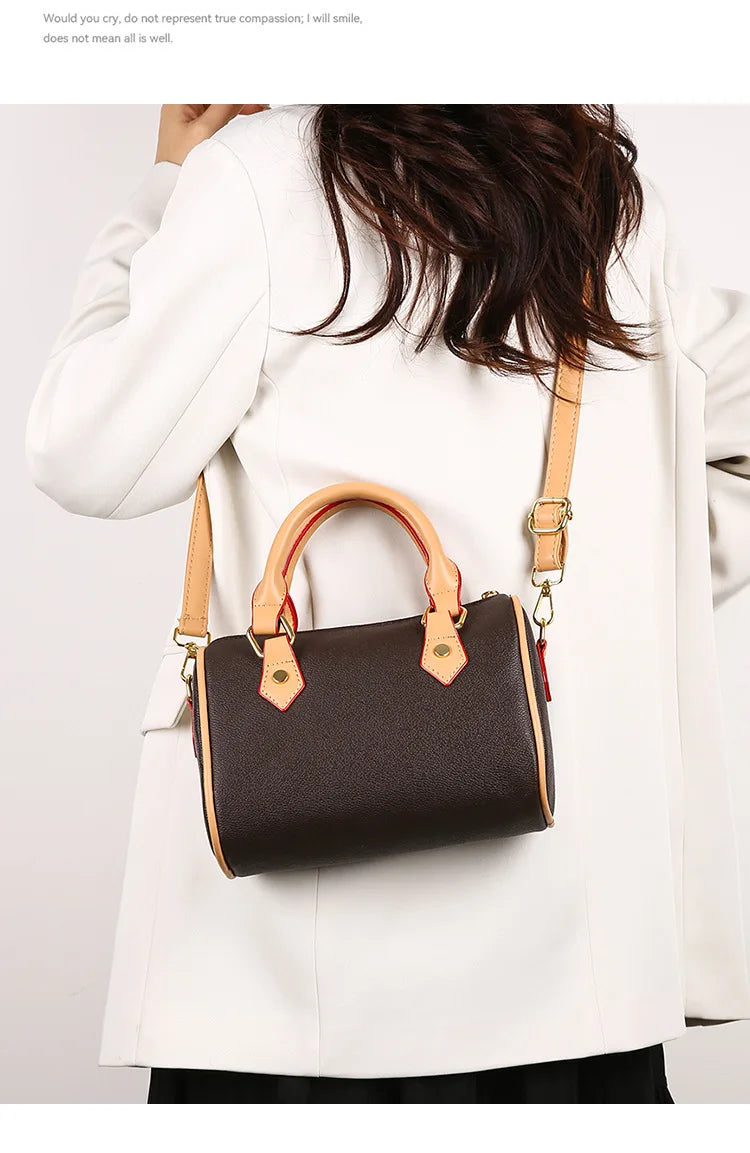 Luxury PU Women's Shoulder Bag - Pillow Boston Bag, Adjustable Crossbody/Handheld/Underarm, Spacious Multi-Way Purse