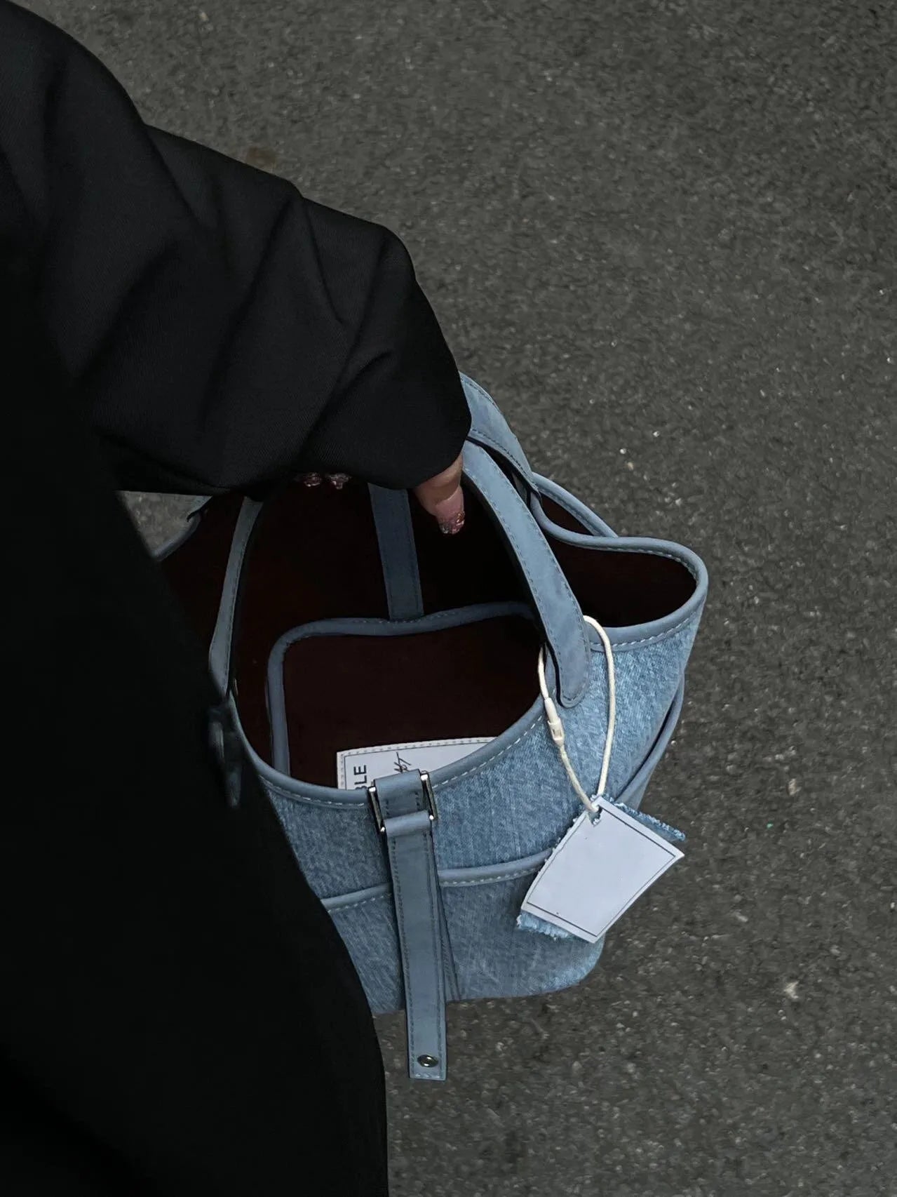 Large Capaci Denim Tote Bag Women's Handbag Buet Sle Fall Winter Market Basket Bag Faionable And Practical Ladies Purse