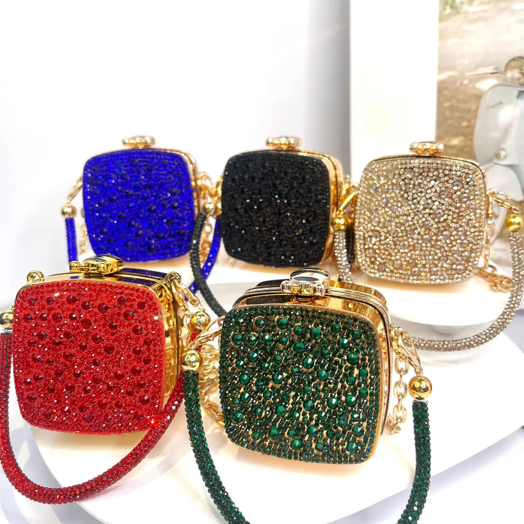 Banquet Bag for Women High-quality Acrylic Shoulder Bag with Mirror Designer Full Diamond Mini Crossbody Bag Cute Lipstick Bag