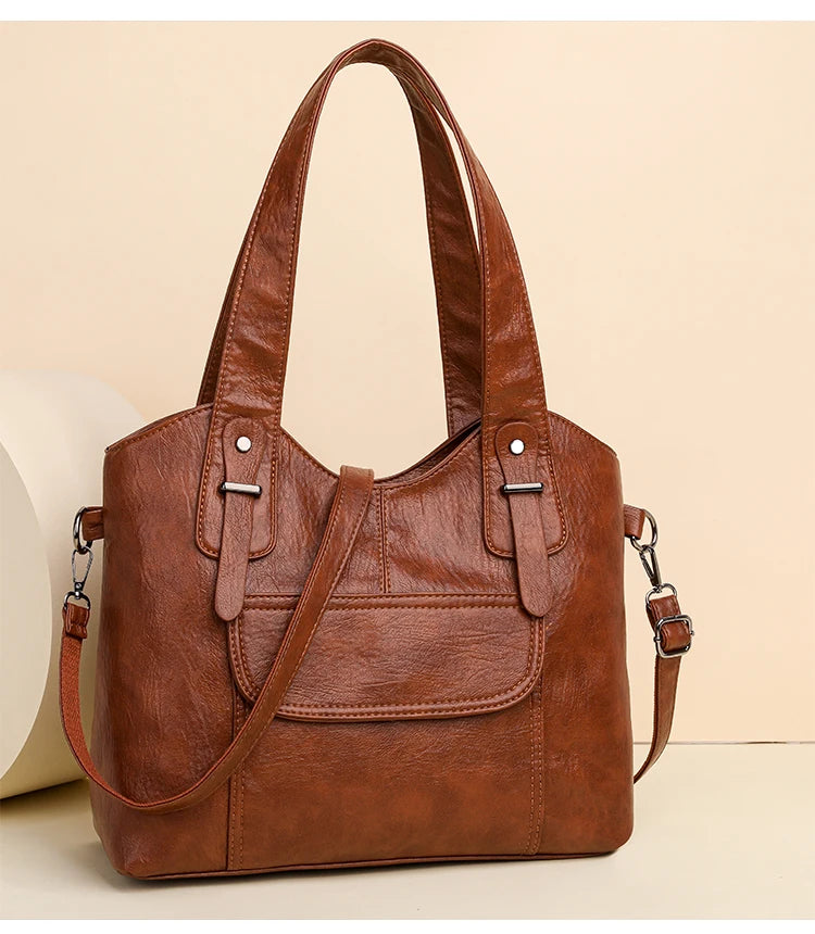 Luxury Soft Leather Handbags Designer Retro Crossbody Bags for Women 2023 New Large Capacity Ladies Shoulder Messenger Bag