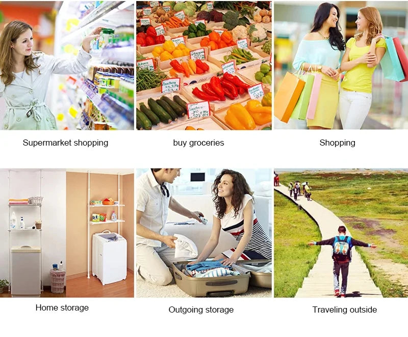 Fashion Pocket Tote Women Bag Eco-Friendly Folding Shopping Bag Reusable Portable Shoulder Handbag for Travel Supermarket