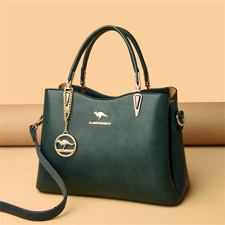 Luxury Soft Leather Handbag Women's Bag 2022 Trend Designer 3 Layers Shoulder Crossbody Sac Ladies Large Capacity Messenger Tote