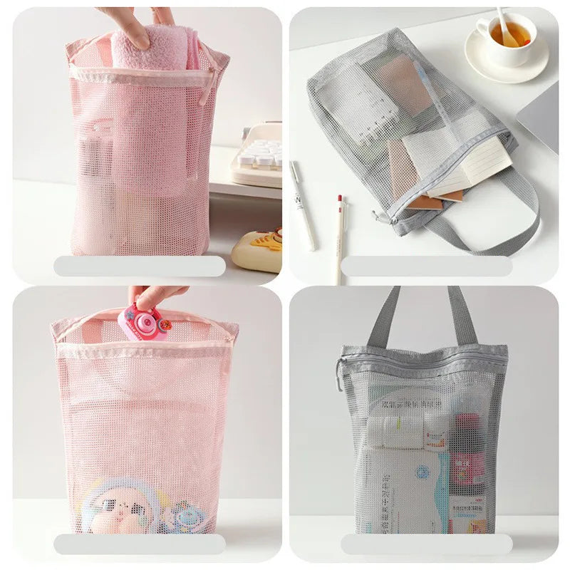 Mesh Makeup Toiletry Storage Bags Handbags Portable Travel Washing Body Shower Tools Organizer Hanging Cosmetic Organizer Pouch