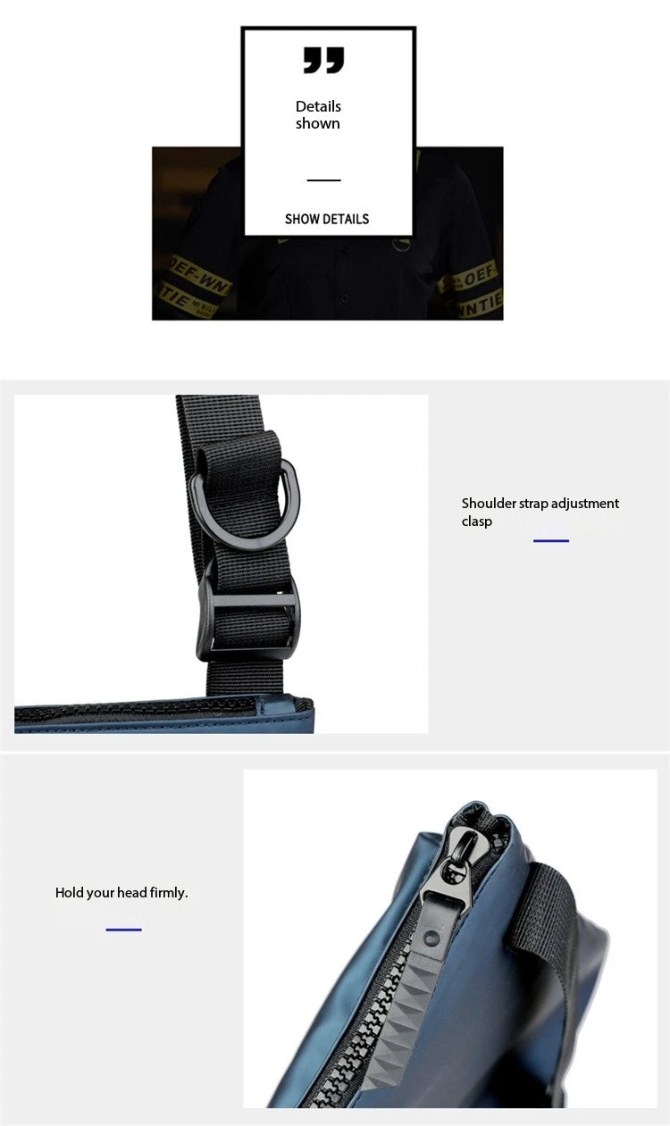 Messenger Sling Bags For Men Casual PU Leather Zipper Crossbody Pouch Simple Mini Crossbody Phone Bag Male Side Shoulder Bag