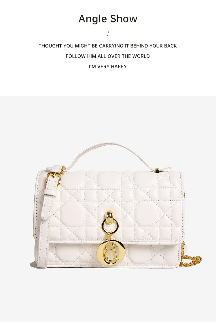 Luxury Black Quilted Handbag Women's Chain Shoulder Bag Designer Crossbody Bags for Women Ladies Elegant Sling Bag for Daily