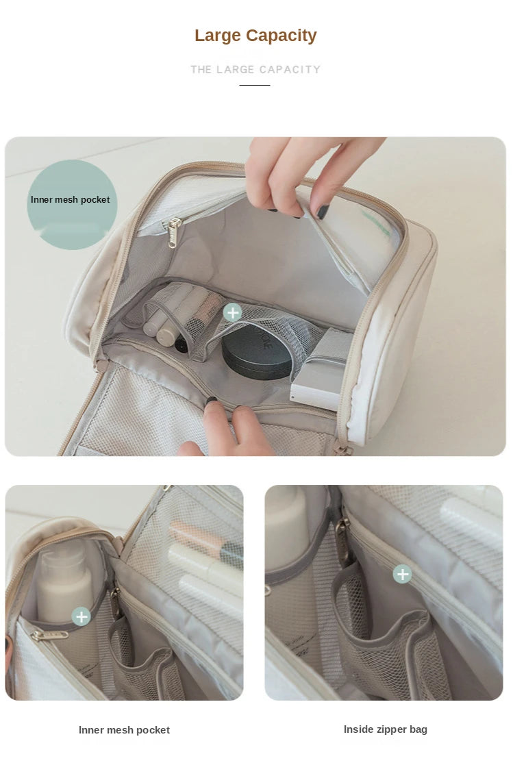 Fully Expanded Cosmetic Bag Makeup Pouch Make Up Box Toiletry Bag For Women Travel Essentials Storage Organizer Necessaire Bag