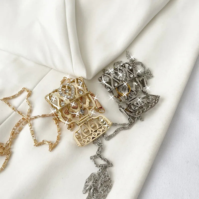 Female Ring Evening Bags Metal Gold/Sliver Rhinestone Round Ball Handbags Elegant Luxury Clutch Purse Small Wedding Wallets