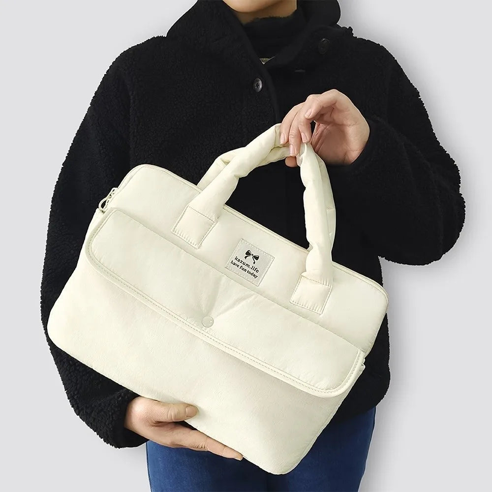 Simple 15.6inch Portable Laptop Bags Bow with Handle Laptop Case Soft Material Cute Notebook Sleeve Women's Bag