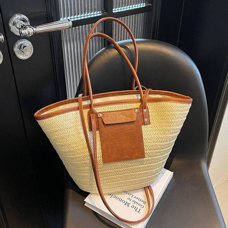 Luxury Designer Straw Beach Bag Large Capacity Beach Shoulder Bag For Women Summer Raffia Handbag Shopper Basket Tote Travel Bag