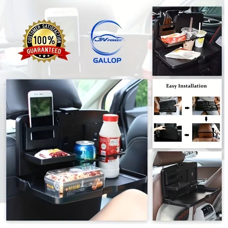Holders, Phone Slot and Plenty of Storage, Easily Mounts To Car Seat Back Backseat Organizer Features Foldable Tray, Dual Cup