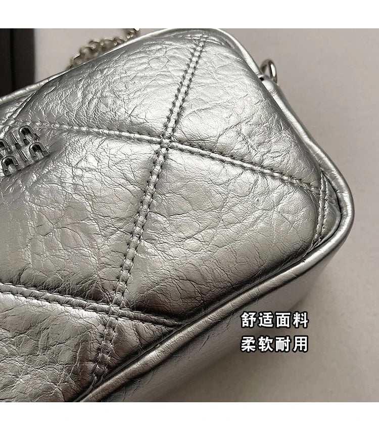 Luxury Silver Bowling Bag Women Top-Handle Bags Luxury Brand Designer's Crossbody Bags Small Lipstick Cosmetics Purses Bolsa