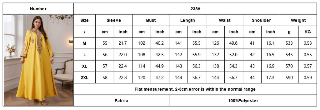 Dubai 2025 Hot Sell Moroccan Islam Women Style Yellow Abaya Intricate Hand Embroidered Patterns for Arabian Cultural Gatherings